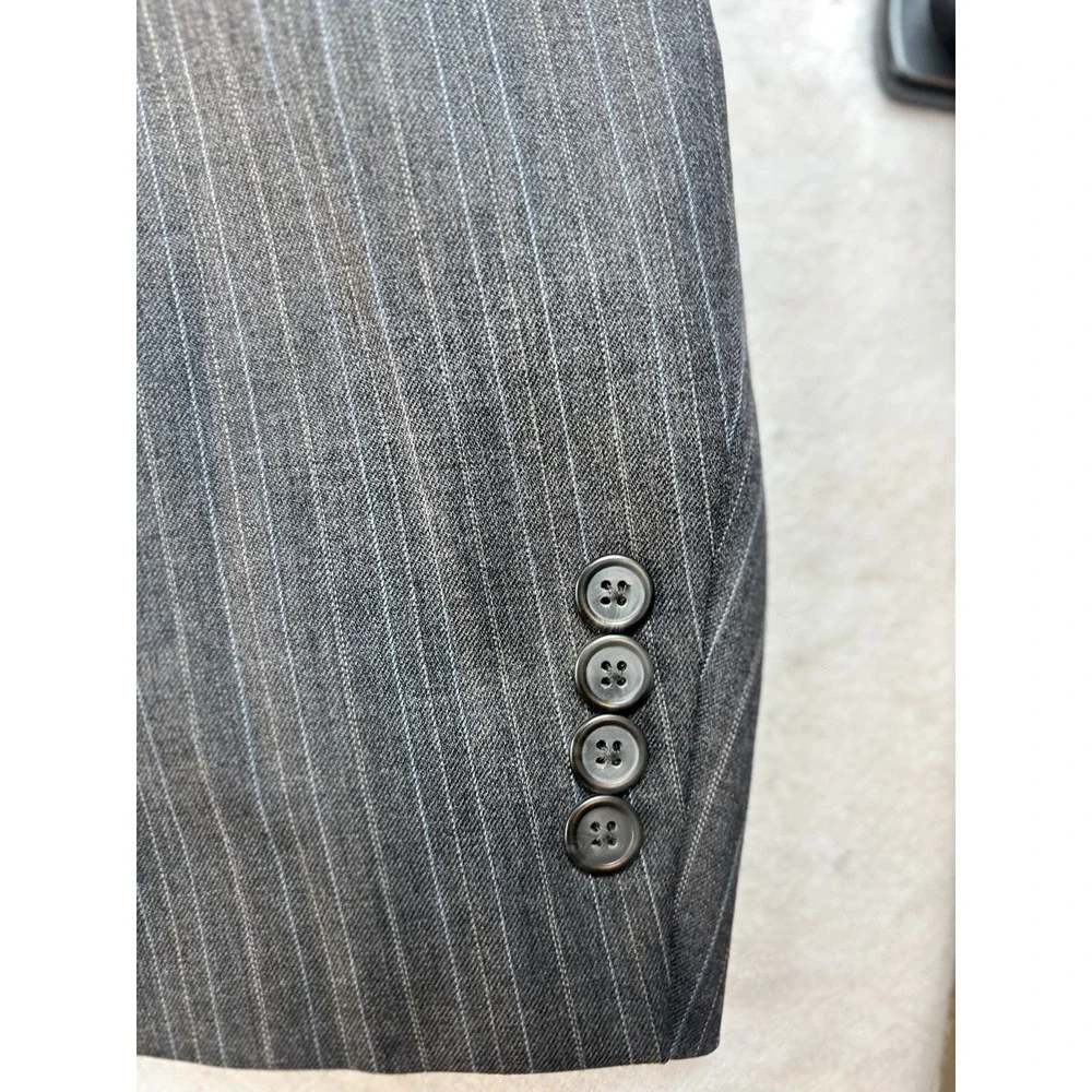 Versini Pinstripe Suit Coat Mens 42 Short  Gray Pinstripe Blazer Sport Coat Wool